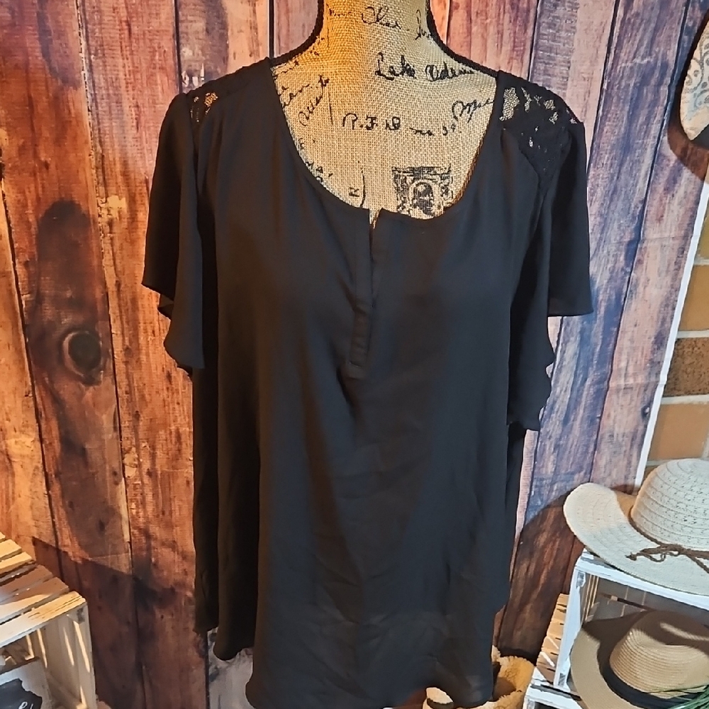 Torrid Black Women's Blouse with Lace Accents